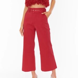 Show Me Your Mumu X REVOLVE Dj Cropped Pants Red Suiting NWT Size S